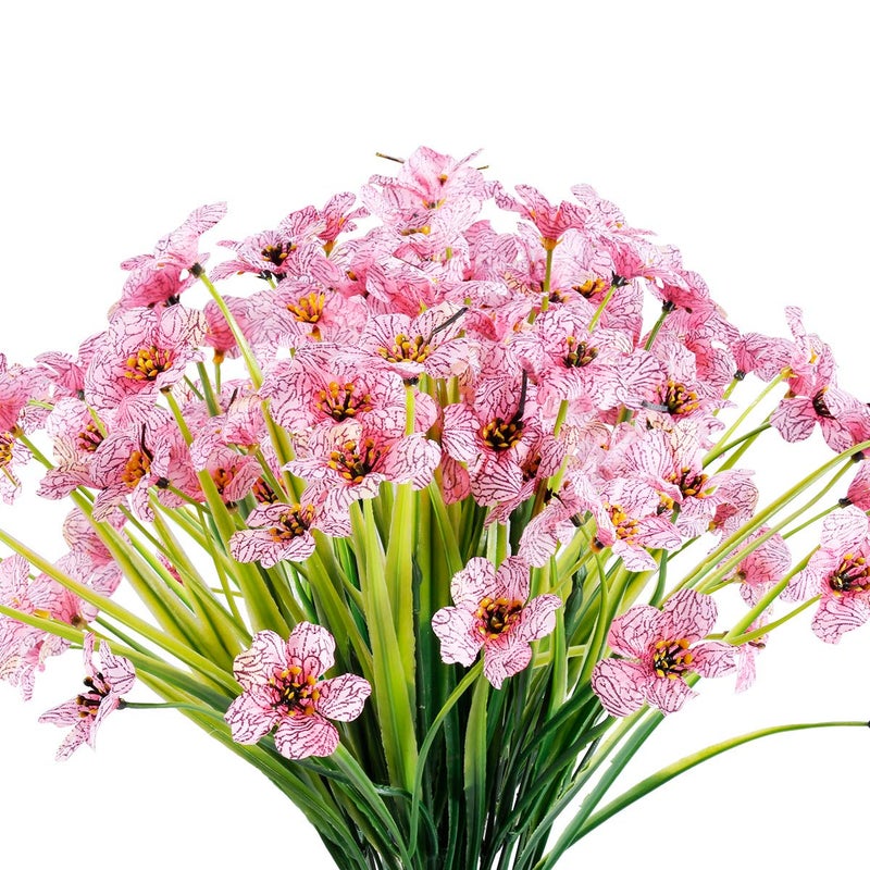 JEMONG 12 Bundles Artificial Flowers Outdoor UV Resistant Fake Flowers No Fade Faux Plastic Plants Garden Porch Window Box Decorating (Pink) - Image 1